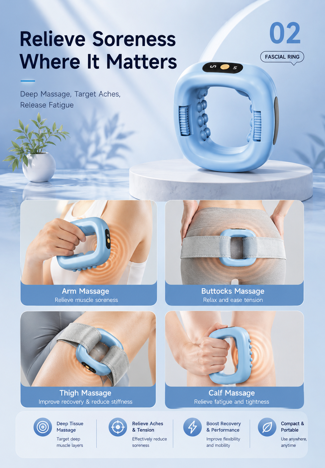 ORVYN Cordless Fascia Ring Massager